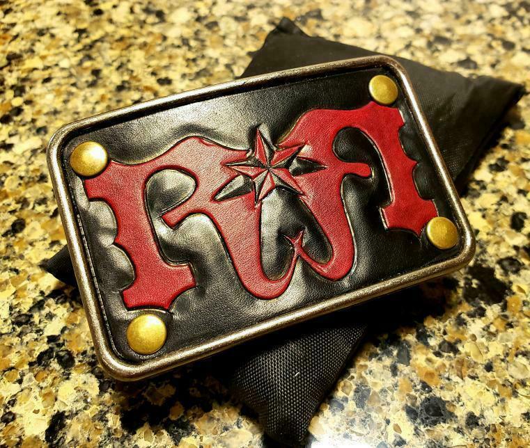Offcial Rhett Rotten Logo Leather inlay belt buckle – Official Rhett Rotten